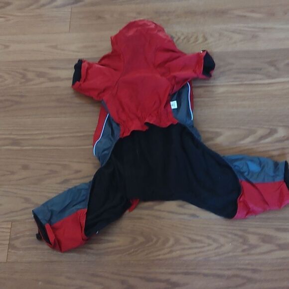 Touchdog Outdoor Series Blackshark red gray reflective dog coat rain coat Sz L - Picture 5 of 12